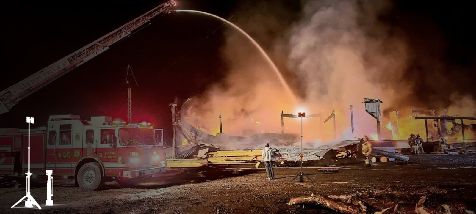 LI-300 light tower deployed at a fire emergency response scene